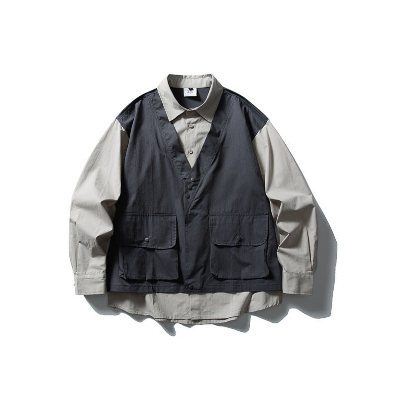 Herren Layering‑Hemd mit integrierter Utility‑Weste und Pattentaschen Nord Taschen