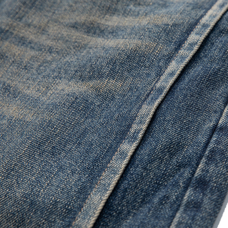 Damen High‑Waist Relaxed-Fit Jeans mit markanter Mittelnaht und Used‑Waschung Nord Taschen