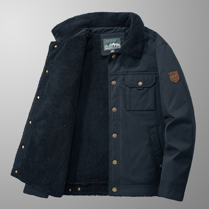 Herren Warme Fleecejacke mit hochgeschlossenem Kragen Nord Taschen