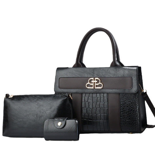 Damen elegante Handtasche im Set mit abnehmbarer Clutch und Portemonnaie Nord Taschen