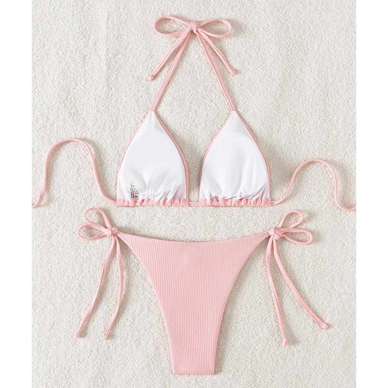Damen Triangel-Bikini mit verstellbaren Riemen und raffinierten Details