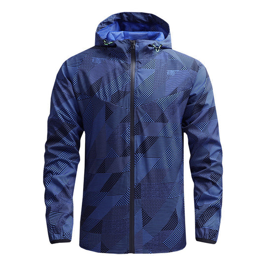 Herren Ultraleichte atmungsaktive Windjacke mit Kapuze und reflektierendem Geometrie-Print Nord Taschen