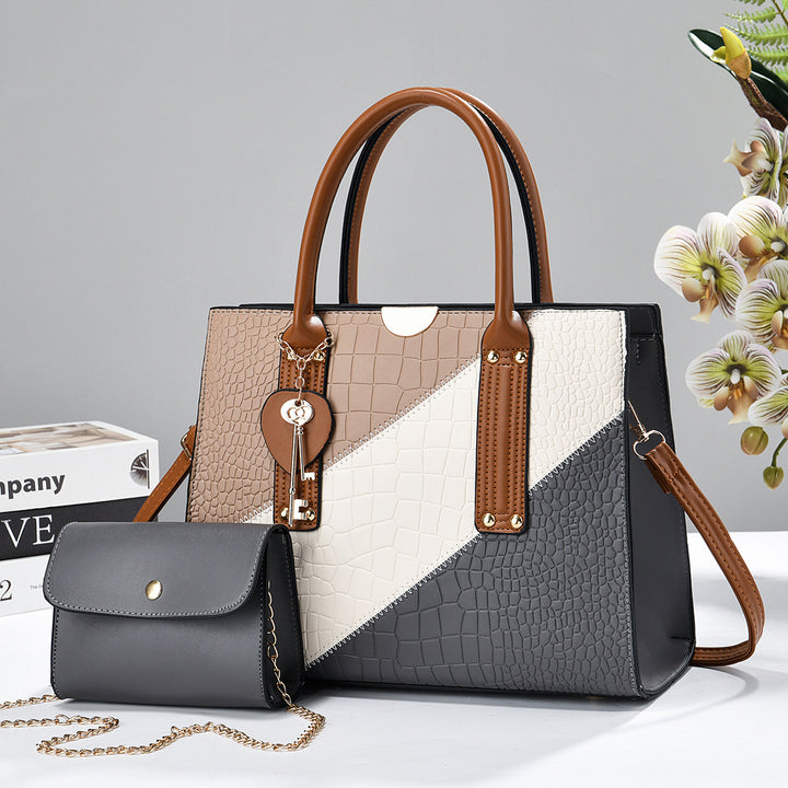 Damen elegante Handtasche mit Krokodilprägung und abnehmbarer Mini-Clutch Nord Taschen