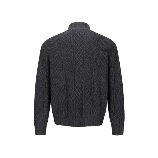 Herren Strickcardigan mit Zopfmuster, Stehkragen und knöpfbarer Front Nord Taschen