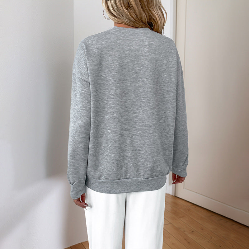 Damen Sweatshirt mit Pailletten‑V‑Einsatz, Rundhals und legerer Passform Nord Taschen