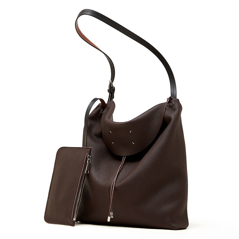 Damen Hobo-Tasche aus weichem, strukturiertem Leder mit abnehmbarem Kosmetiktäschchen Nord Taschen