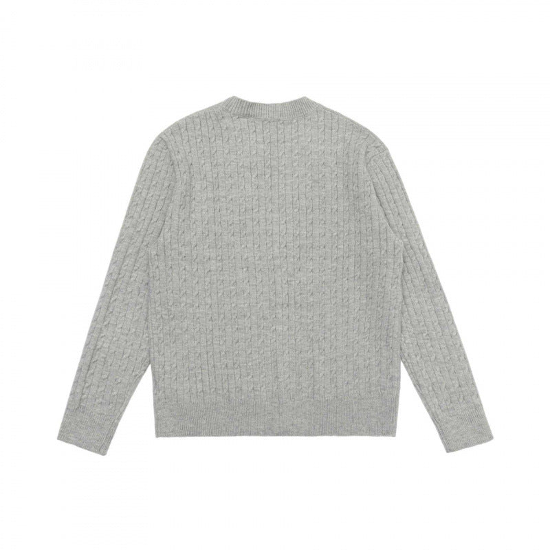 Unisex Kurz geschnittene Zopfstrick-Cardigan mit Rundhalsausschnitt und Perlmuttknöpfen Nord Taschen