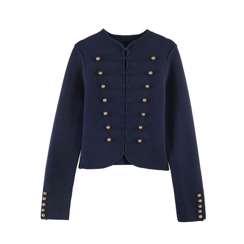 Damen Militärisch inspirierte Kurzjacke mit goldener Zierknopfleiste Nord Taschen