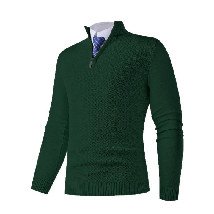 Herren feinstrickpullover mit Stehkragen und halbem Reißverschluss, Strukturstrick und schlanker Business-Casual-Passform Nord Taschen