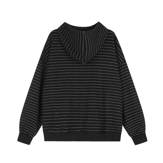 Unisex Kapuzen-Zipjacke im Oversize-Streifenlook mit Fotopatch-Applikationen Nord Taschen