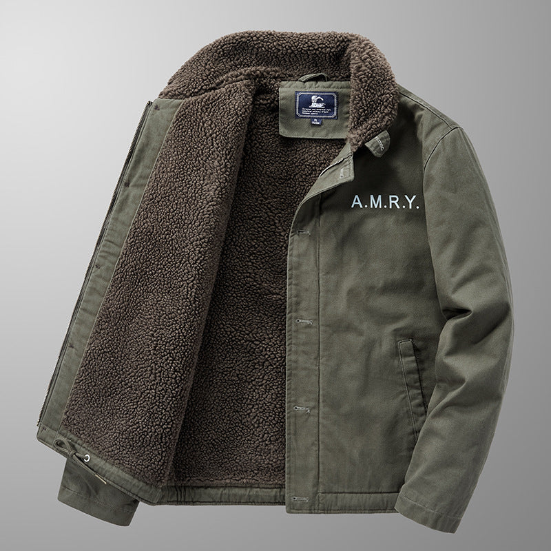 Herren Canvas-Arbeitsjacke mit Sherpa‑Futter, Thermo‑Innenlage und Kordelzugsaum Nord Taschen
