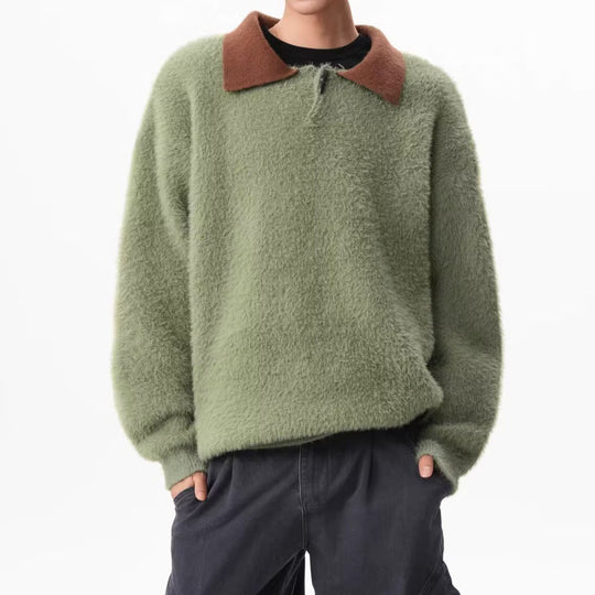 Herren Moderner Grobstrickpullover mit Stehkragen Nord Taschen