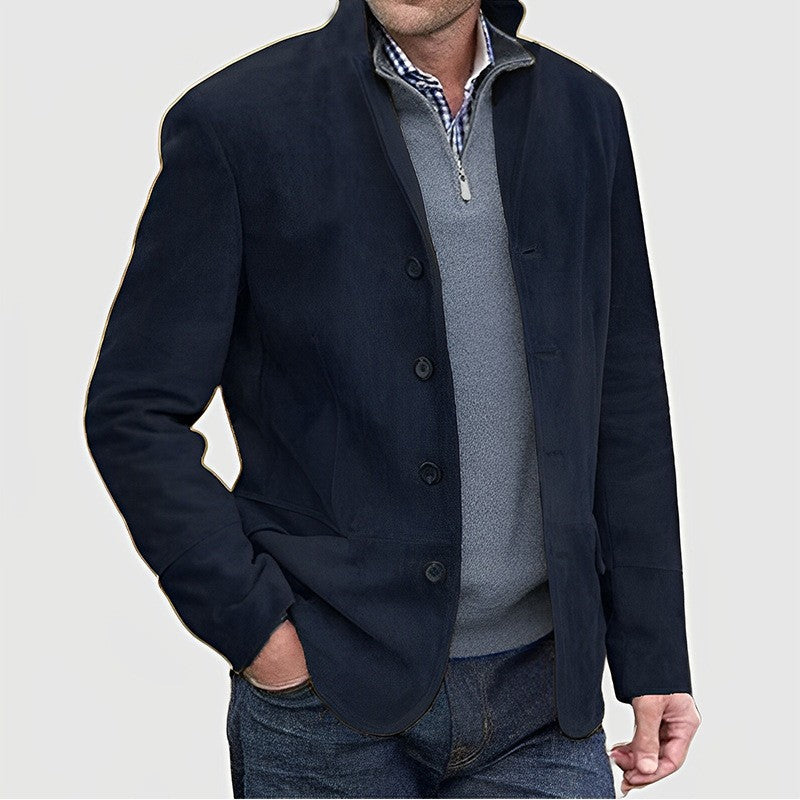 Herren Suede-Jacke mit Knopfleiste