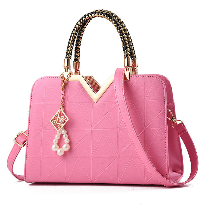 Damen Designer-Handtasche mit strukturiertem Geometrie-Muster und abnehmbarem Zubehör Nord Taschen