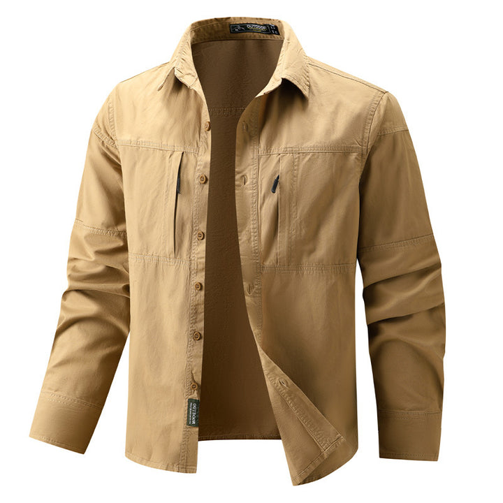 Herren  leichtes Outdoor-Hemdjacke mit zwei vertikalen Brust-Reißverschlusstaschen und verstärkten Schulterpassen Nord Taschen