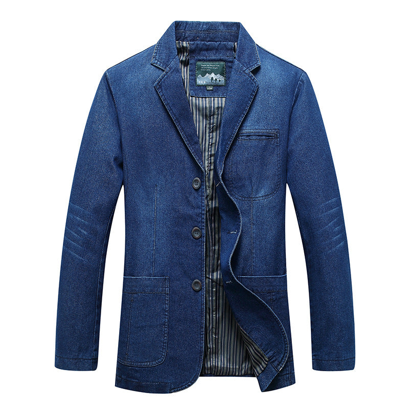 Herren Jeansblazer im Sakko‑Stil mit gestreifter Innenfütterung und aufgesetzten Taschen Nord Taschen