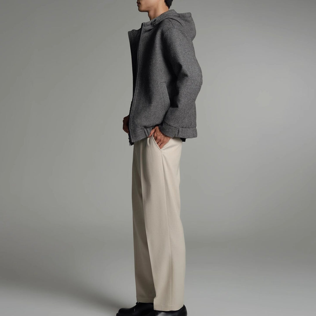 Herren Kurze Wollmisch-Kapuzenjacke mit Reißverschluss und elastischem Saum Nord Taschen