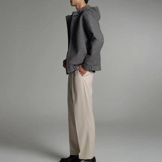 Herren Kurze Wollmisch-Kapuzenjacke mit Reißverschluss und elastischem Saum Nord Taschen