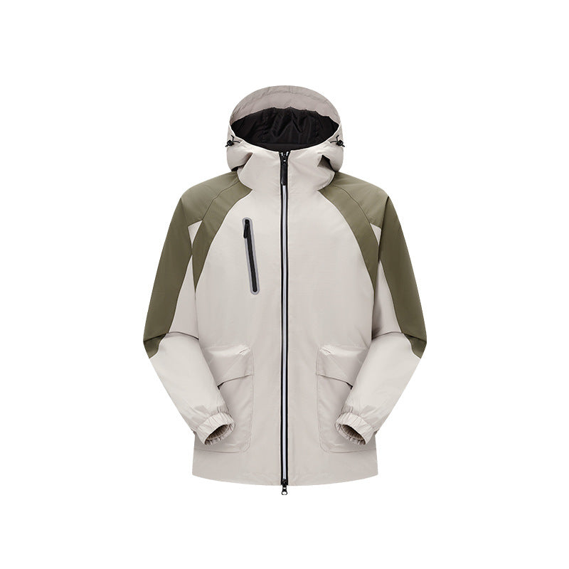 Herren zweilagige technische Regenjacke mit verstellbarer Kapuze und verschweißten Nähten Nord Taschen