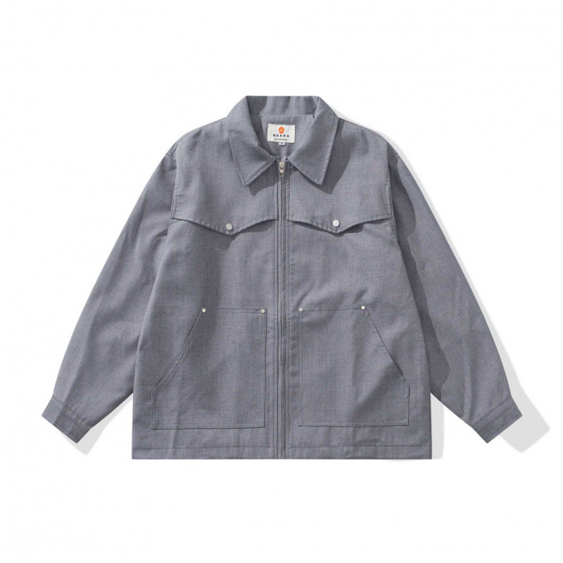 Unisex Kastige Worker-Überjacke aus Canvas mit durchgehendem Reißverschluss, Brustpattentasche und aufgesetzten Eingrifftaschen Nord Taschen