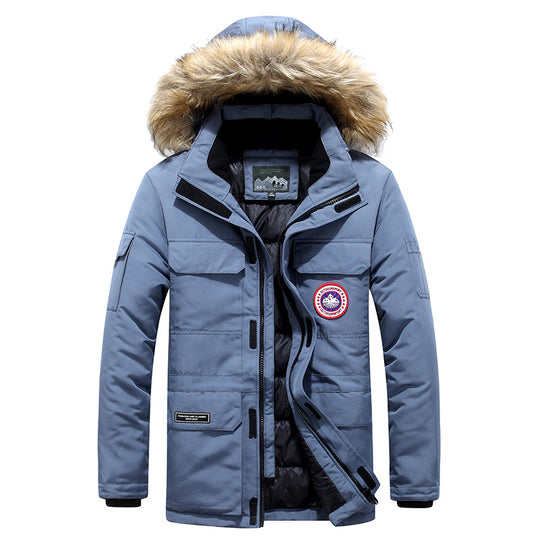 Herren Parka mit abnehmbarer Kapuze und Kunstfellbesatz, wind- und wasserdichte Thermoisolierung Nord Taschen