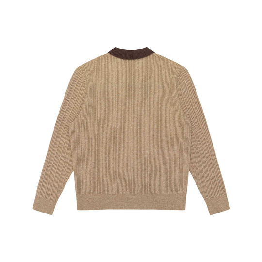 Herren Feinstrukturierter Rippstrick-Polo-Pullover mit Kontrastkragen Nord Taschen