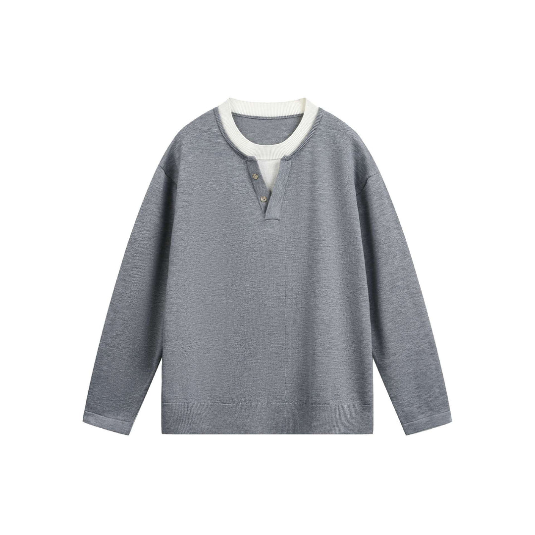 Unisex Lässiges Oversize‑Sweatshirt mit Henley‑Knopfleiste und geripptem Layer‑Kragen Nord Taschen
