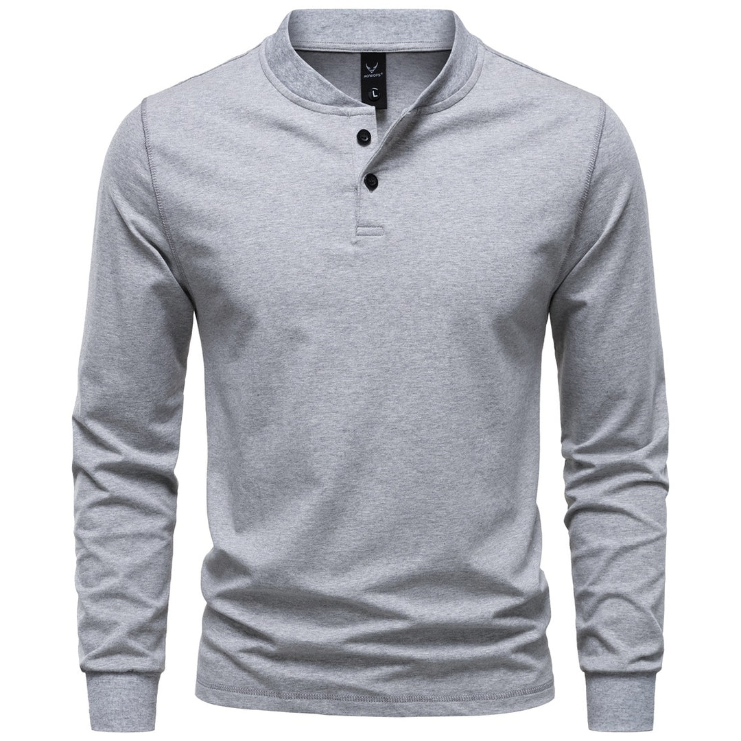 Herren Langarm-Henleyshirt mit Stehkragen und zweifacher Knopfleiste, Slim Fit, Baumwoll-Mix Nord Taschen