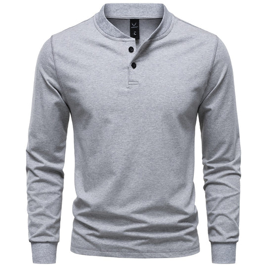 Herren Langarm-Henleyshirt mit Stehkragen und zweifacher Knopfleiste, Slim Fit, Baumwoll-Mix Nord Taschen