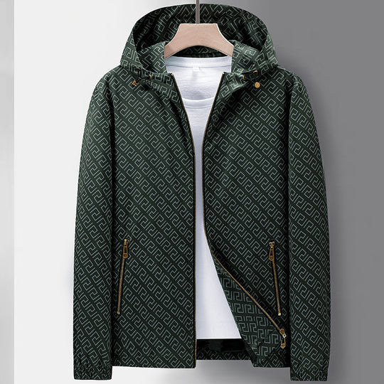 Herren Leichte Kapuzen-Patternjacke aus Mikrofaser mit urbanem Geometrie-Print Nord Taschen