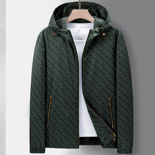 Herren Leichte Kapuzen-Patternjacke aus Mikrofaser mit urbanem Geometrie-Print Nord Taschen