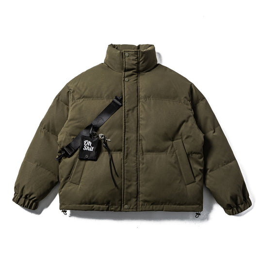Unisex Boxy-wattierte Pufferjacke mit hohem Stehkragen, verstellbarem Saum und Utility-Gurt Nord Taschen