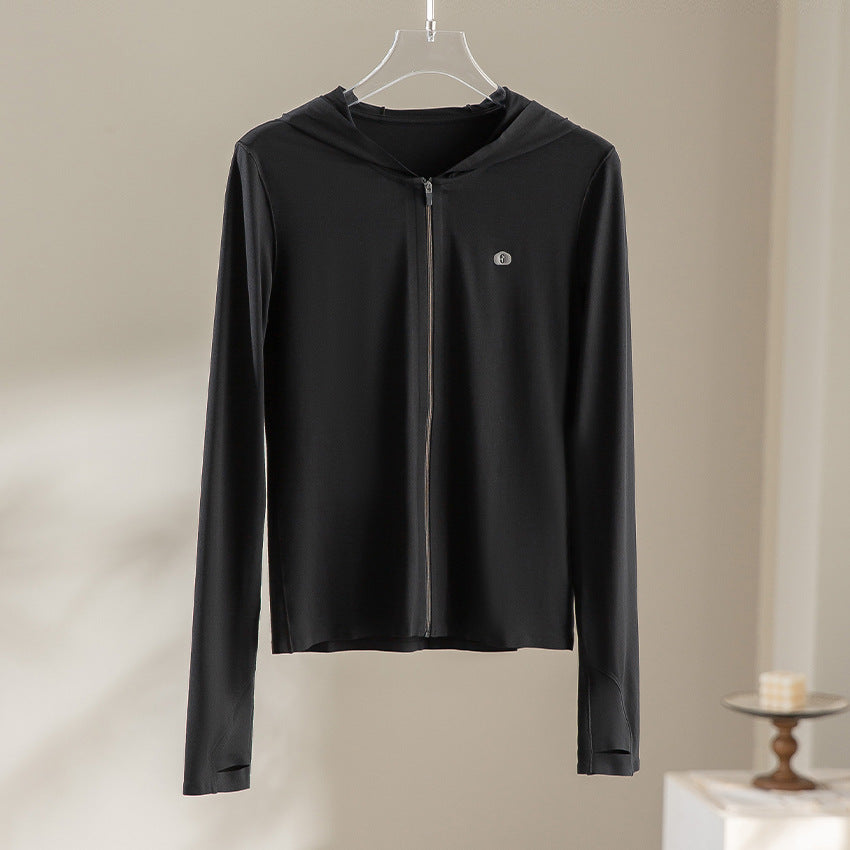 Damen Leichte Kapuzenjacke mit durchgehendem Reißverschluss, Slim‑Fit und Daumenloch Nord Taschen