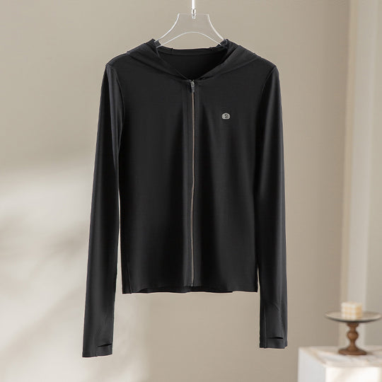 Damen Leichte Kapuzenjacke mit durchgehendem Reißverschluss, Slim‑Fit und Daumenloch Nord Taschen