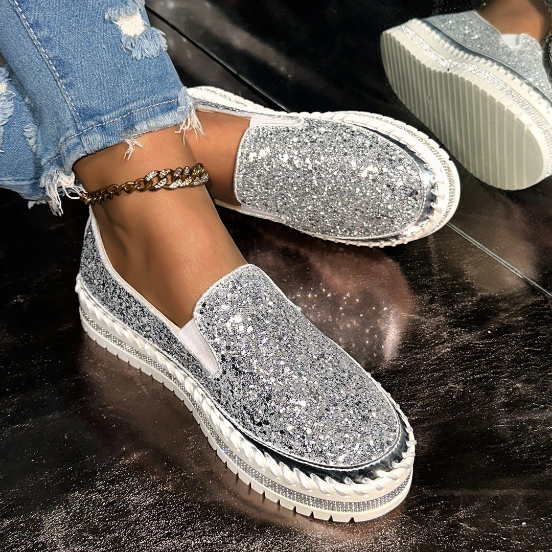 Damen Slip-On Glitzer Sneakers