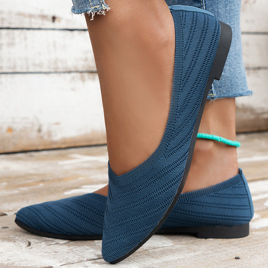 Damen elegante Ballerinas aus atmungsaktivem Strickmaterial - Arvani