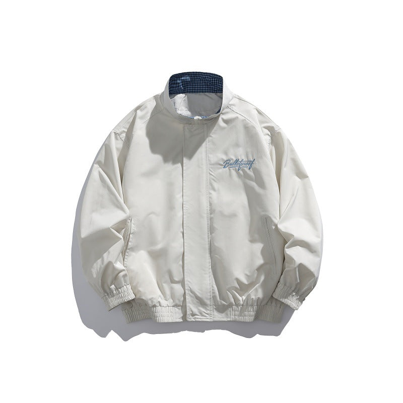 Unisex Leichte Boxy-Blousonjacke mit Stehkragen, elastischen Bündchen und gesticktem Brustdetail Nord Taschen