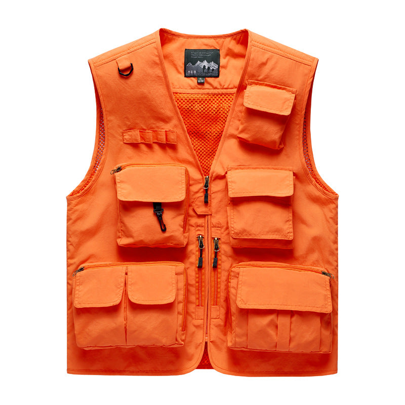 Herren Multifunktionale Outdoor‑Utilityweste mit Mesh‑Rücken, Mehrfach‑Fronttaschen und durchgehendem Reißverschluss Nord Taschen