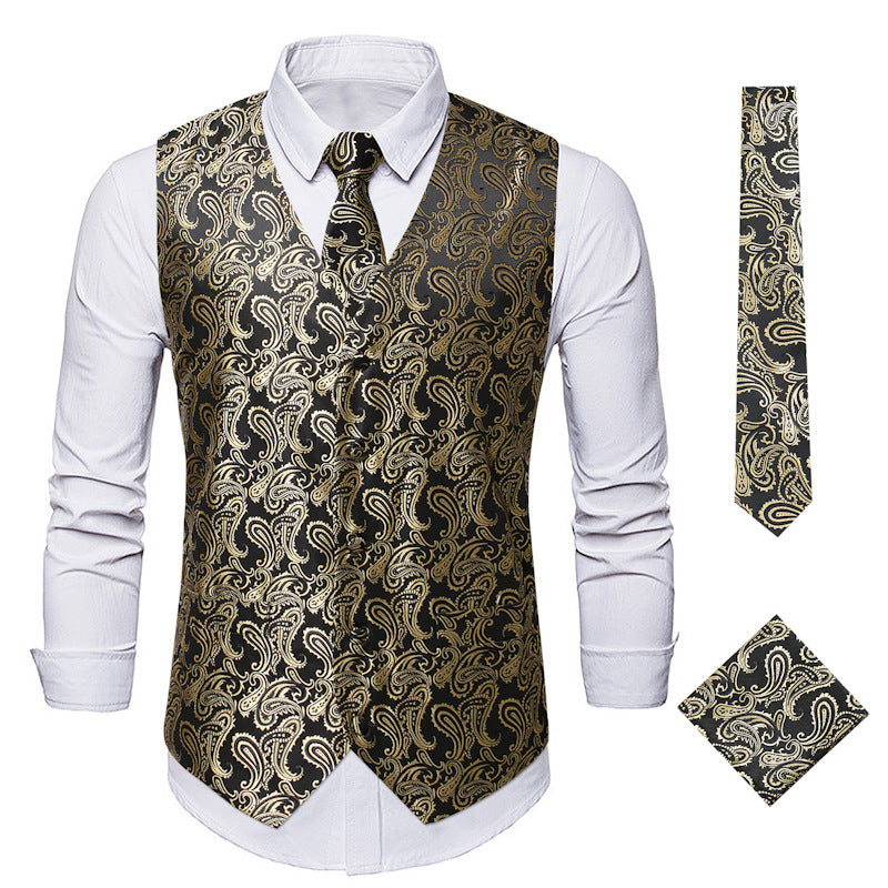 Herren elegante Anzugweste mit eleganten Paisley-Muster und passendem Zubehör Nord Taschen