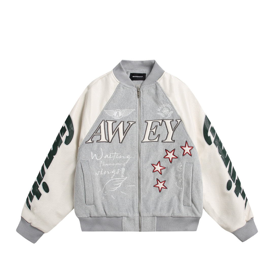 Unisex Varsity-Bomberjacke im Materialmix mit Stick- und Applikationsdetails Nord Taschen
