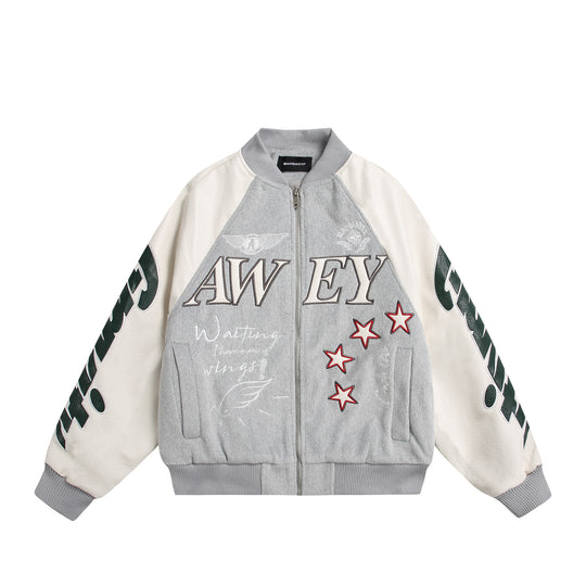 Unisex Varsity-Bomberjacke im Materialmix mit Stick- und Applikationsdetails Nord Taschen
