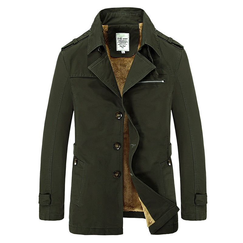 Herren militärisch inspirierter Kurzmantel mit Teddyfleece‑Innenlage und Reißverschluss‑Brusttasche Nord Taschen