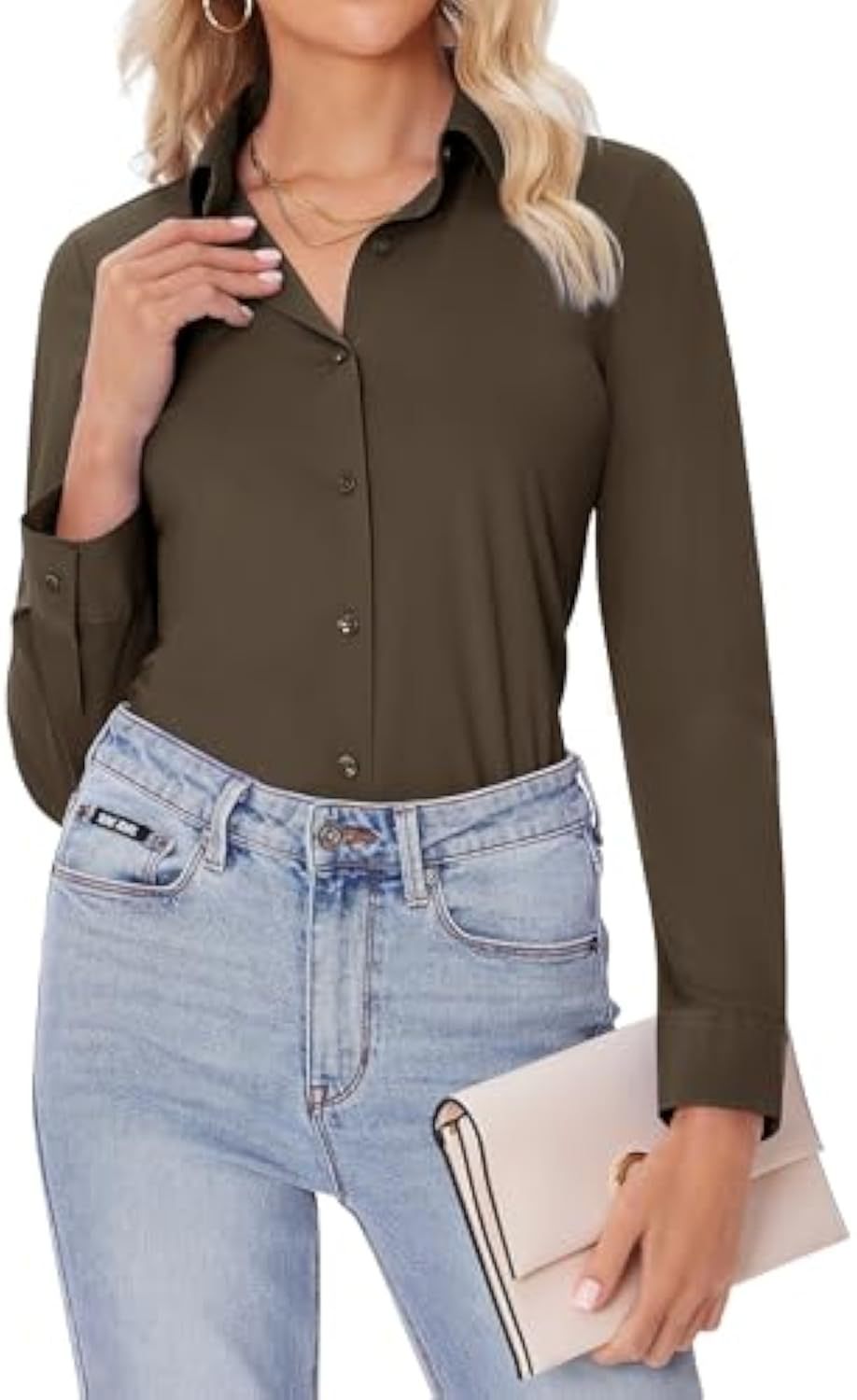 Damen Elegantes Langarmhemd Nord Taschen