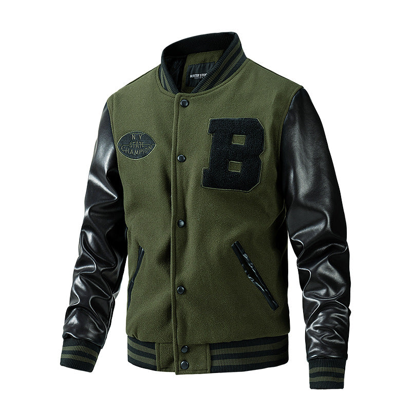 Herren Collegejacke aus Wollmix mit verstärkten Lederärmeln Nord Taschen