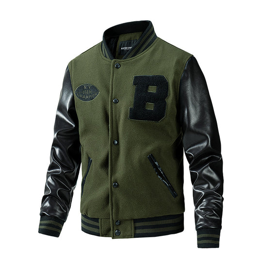 Herren Collegejacke aus Wollmix mit verstärkten Lederärmeln Nord Taschen