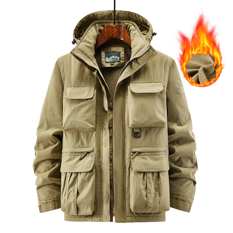 Herren Utility-Parka mit wärmendem Fleece-Futter, Multifunktionstaschen und verstellbarer Kapuze Nord Taschen