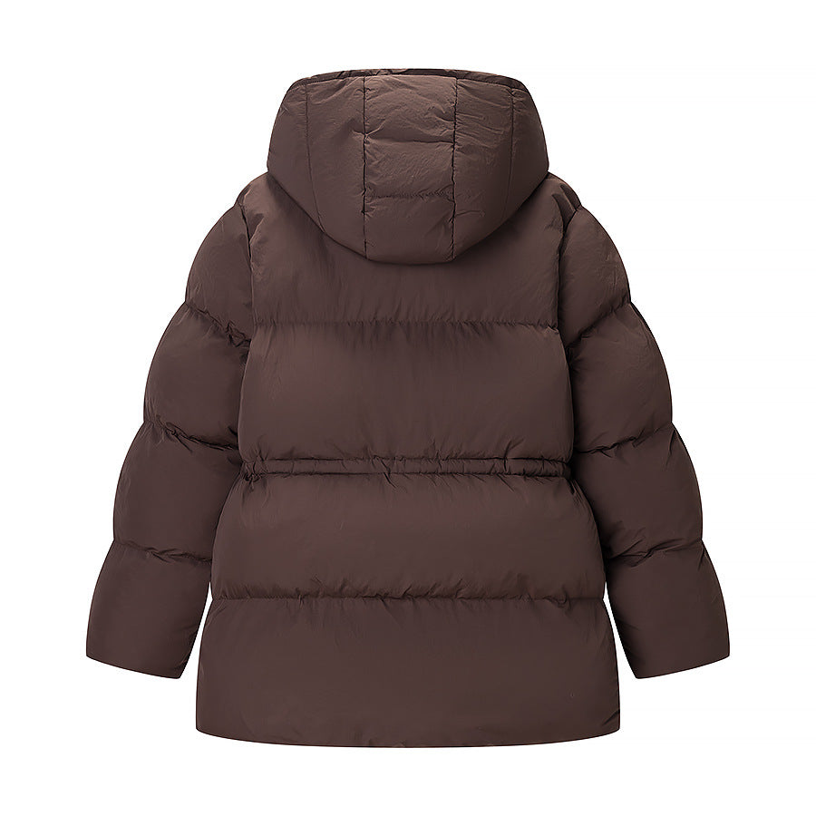 Damen Langer wattierter Parka mit Kapuze, Taillenzug und Oversize-Silhouette Nord Taschen