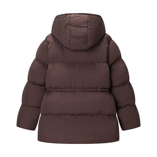 Damen Langer wattierter Parka mit Kapuze, Taillenzug und Oversize-Silhouette Nord Taschen