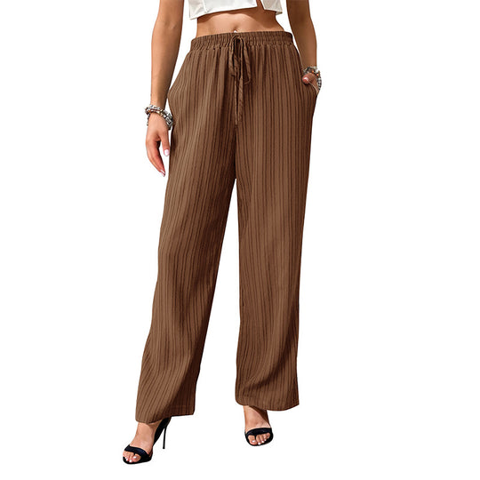 Damen Weite Sommerhose aus leichtem Crinkle‑Stoff mit elastischem Bund und Tunnelzug Nord Taschen