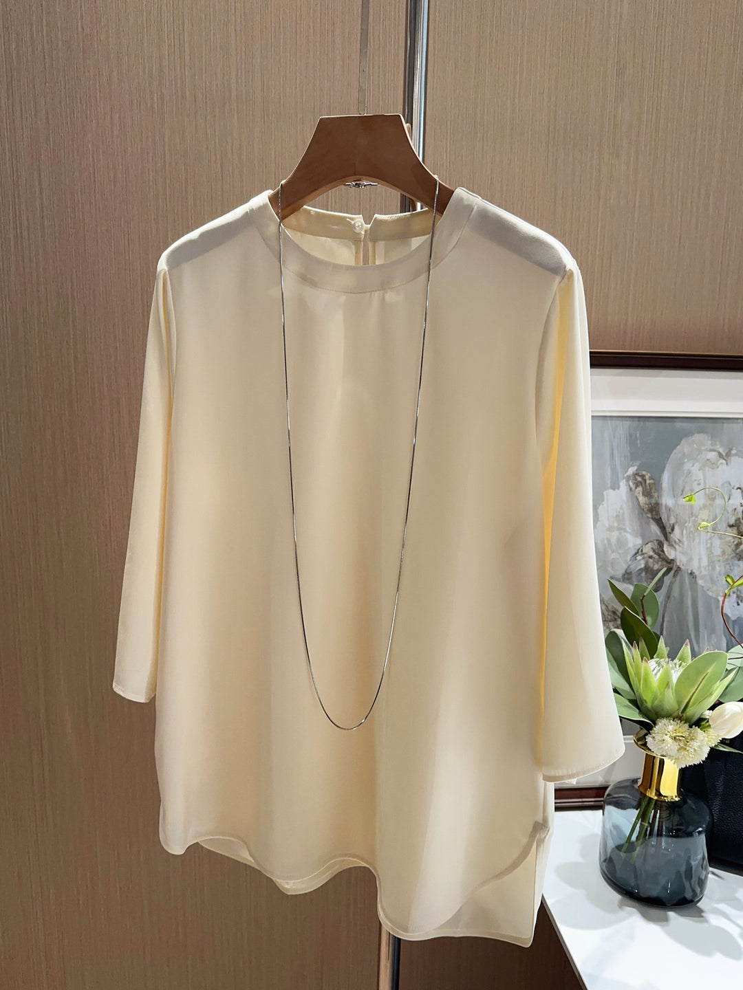 Damen Elegante und luftige Bluse mit drei Viertel-Ärmeln Nord Taschen